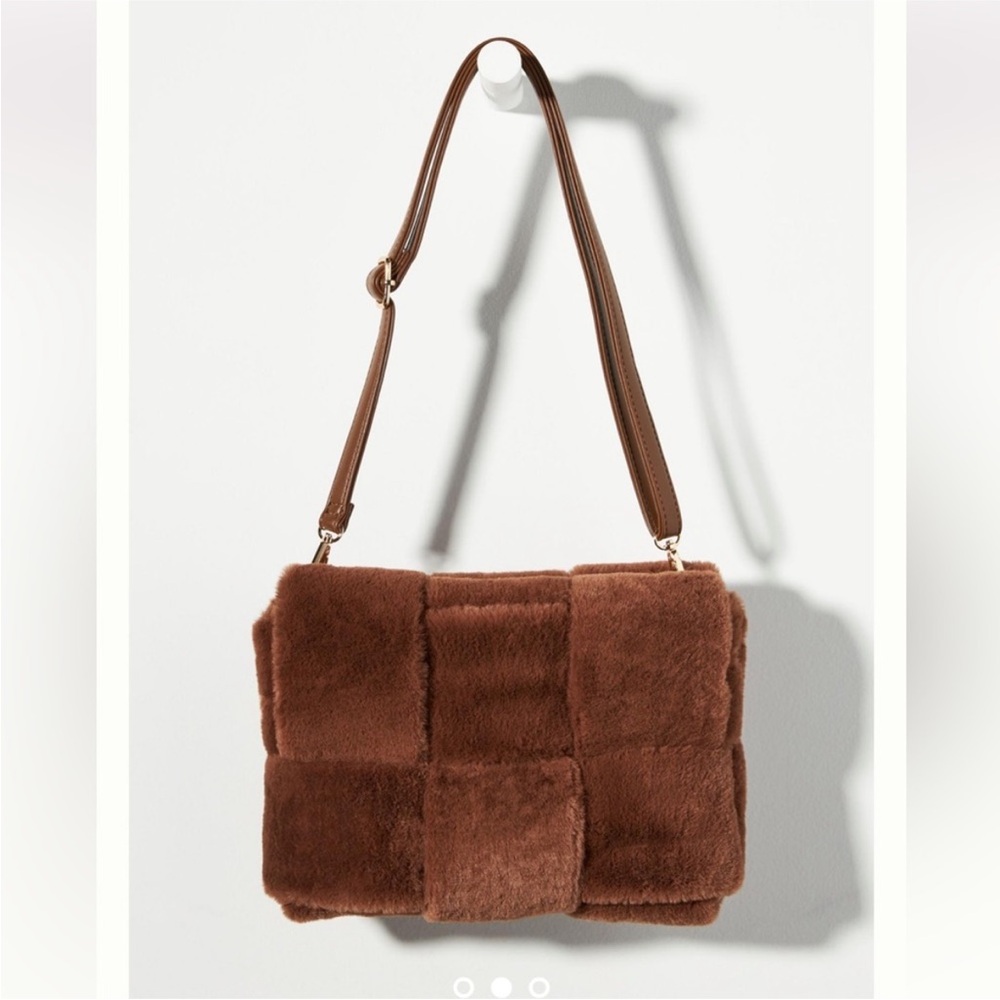 NWT Anthropologie Faux Fur Woven Clutch
